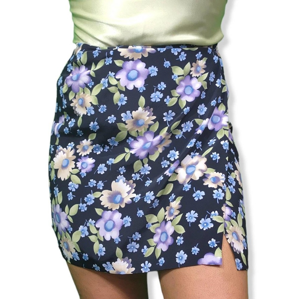 Black Floral Wrap Skirt by NY Invasion